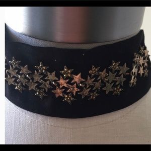 Free People thick black suede star choker